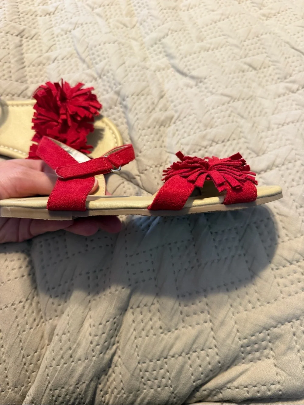 Gymboree Girls Red Pom-Pom Sandals size 2